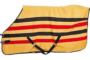 Cwell Equine FLEECE HORSE RUG cooler stable travel show NEWMARKET STRIPE (5'9")