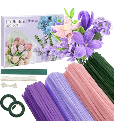 Fil Chenille Fleur Pistil Fleur Loisir Creatif Lot De 1400 Cure-pipes Fleurs - 4 Couleurs Pour Créations Manuelles Et DIY Pique Pour Fleurs Fil De Fer Chenille