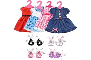Lance Home Doll Clothes, 4sets Party Dress Summer Clothes Outfits Shoes For 18 inch American Girl (12Pcs), Random Color