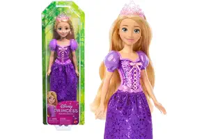 Mattel Disney Princesa Rapunzel Muñeca de Moda Look Clásico | Moda brillante con falda, tiara y zapatos removibles, articulada y coleccionable, inspirada en Disney Enredados, HLW03