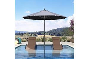 PURPLE LEAF Sonnenschirm 245 cm Rund, Knickbar, Balkonschirm mit Kurbel, Marktschirm Sonnenschutz, Gestell Aluminium, wasserabweisend, für Garten, Terrassen, Grau