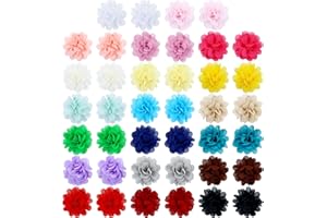 Cinaci 40 Pieces 5cm/2" Solid Chiffon Flower Hair Clips Barrettes Non Slip Floral Hair Pins Accessories for Baby Girls Toddlers Kids Teens