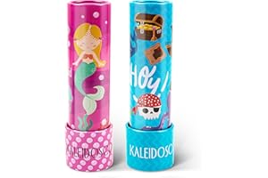 D-FantiX Caleidoscopio classico peltro 2 pezzi caleidoscopio per bambini ragazzi ragazze giocattolo educativo retrò con corpo in metallo, ragazzi ragazze compleanno regalo per bambini (stile 1)