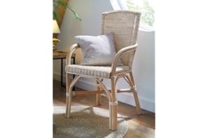 Dekoleidenschaft Chaise en rotin laqué naturel, hauteur d'assise confortable 49 cm, chaise en osier, chaise pour personnes âgées