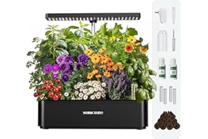 SUNCOZE Sistema de cultivo hidropónico Smart Garden 12Pods, juego de jardín de hierbas para interior con luz LED de crecimiento, depósito de agua de 4 l, altura regulable, bomba inteligente silenciosa