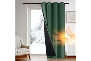Deconovo Thermal Blackout Curtains, Draught Reduction Window Panel with Thick Microfiber Lining, Energy Saving Eyelet Curtain for Door, 52 x 84 Inch (W x H), Forest Green, 1 Piece