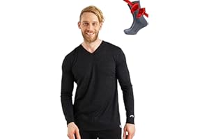 Merino.tech Camiseta Lana Merino Hombre Manga Larga - 100% orgánica de Lana Merino Camisetas Manga Larga Hombre Capa Merino Base Layer