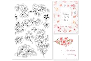 GLOBLELAND patrón de Flores de Cerezo Sello Transparente Sello de Silicona Sellos Transparentes de Goma para Hacer Tarjetas DIY decoración de álbum de Recortes