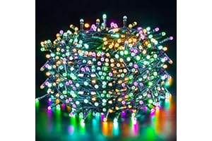 Quntis Łańcuch świetlny 500 LED, 500 diod LED, do użytku na zewnątrz, kolorowy, IP44, 8 trybów świecenia, oświetlenie bożonarodzeniowe, oświetlenie wewnętrzne zasilane prądem, dekoracja