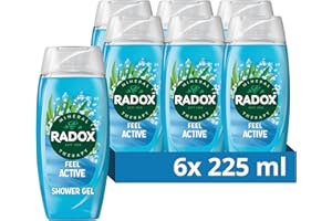 Radox Mineral Therapy Feel Active Shower Gel Body Wash with a sea salt & lemongrass fragrance for a refreshing experience 6x 225 ml