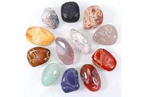 Huiguli 12 szt. naturalnych kryształów leczniczych, 300 g polerowane kamienie 3-5 cm do medytacji, jogi, dekoracji, duchowego prezentu i relaksu