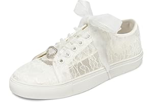 JIAJIA 8832 Mariage des Chaussures De mariée Baskets Appartements Mariée Tennis des Chaussures Dentelle Baskets Couleur Ivoire, Taille 35 EU