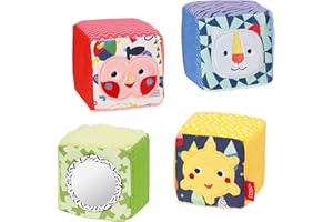 Fehn 055276 COLOR Friends Cube Set – Motor Skills Play Cube Set for Babies and Toddlers from Newborns Upwards – Size: 7 x 7 x 7 cm Each