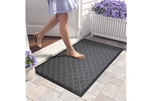 COLOR&GEOMETRY Color G Felpudo de Entrada 43.5 x 75 cm, Alfombra Exterior, Alfombra Alfombrilla Antideslizante, Fácil de Limpiar, Resistencia a la Suciedad para Exterior, Jardín, Pasillo (Gris Negro)