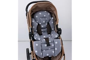 Pushchair/Stroller Cushion- Pram Accessories -Seat Liner -Umay Baby 100% Cotton (Dark Grey Star)