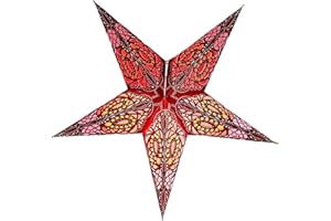 YEPSIO Paper Star Lantern Lampshade Light Shades Large 60cm Star Hanging Decorations for Christmas Wedding Home Decoration Birthday Party (Glitter Brown, Pink, Red)