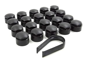 AUDI (GENUINE OE) Genuine Wheel Nut Covers made for A3 Q3 Q5 A4 A6 Q2 with Removal Tool (Matt Black, 17mm (2016+ models 4M))