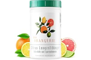 Meine Orangerie - Langzeit-Zitrusdünger [1kg] - Profi Zitruspflanzendünger - Gleichmäßige Langzeit-Wirkung für 6 Monate - Langzeit Zitrusdünger für Citruspflanzen und mediterrane Pflanzen