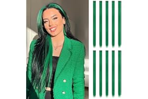 FESHFEN Colores Extensiones Pelo Clip, Verde Extensión de Cabello con Clip Colorido Largo para Mujeres Sintético Postizos Color Cosplay San Patricio Fiesta Disfraces, 10 PCS 55 cm