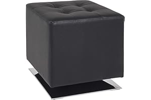 HAKU FURNITURE HAKU Möbel Taboret, sztuczna skóra, chromowo-czarny, szer. 40 x gł. 40 x wys. 42 cm