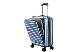 TydeCkare Valigia Bagaglio a Mano Espandibile con Tasca Frontale, 55x40x20 cm Aereo Trolley Valige da Viaggio Rigide ABS+PC, Leggero con 4 Ruote e Lucchetto Combinazione, Blu Ghiaccio