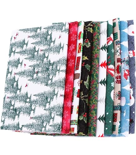 Coupon Tissu Noël 49x52 Cm - Coton Imprimé Motifs De Noël, Multicolore, Neuf