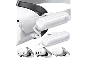 YUANHOT Lot de 2 batteries de 20 000 mWh pour Meta Quest 3S/3/2, chargeur rapide 18 W pour accessoires Oculus Quest 3S/3, batterie étendue pour casque VR étendu, batterie légère et portable pour 2 à 4