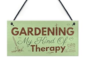 RED OCEAN Gardening My Therapy Novelty Hanging Plaque SummerHouse Sign Garden Shed Friendship Gift