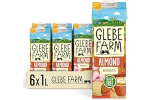 Glebe Farm Gluten Free Barista Almond Milk, Healthy Dairy Free Milk, Unsweetened Milk, Barista Grade Coffee Creamer, With No Added Sugar, Tasty Drink, 6 x 1 litre