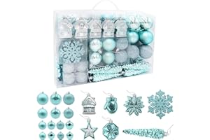 ‎HAIGOU HAIGOU 113 Weihnachtskugeln Christbaumschmuck Aufhänger Christbaumkugeln für den Weihnachtsbaum Weihnachtsbaumschmuck Weihnachtsbaumkugeln (Blau)