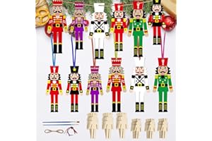 Matogle 30 Stück Weihnachten Nussknacker Basteln Kinder Weihnachts Nussknacker Soldat zum Ausmalen Weihnachten Nussknackerfiguren Holz Bastelset Weihnachtdeko für Weihnachtsbaumschmuck