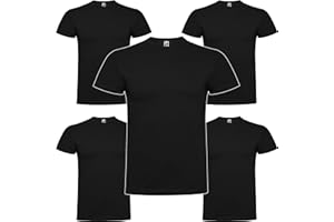 ROLY Pack 5 | Camiseta Hombre Manga Corta | Algodón Peinado | Cuello Redondo | Punto Liso