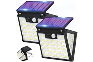 LERELIN Solar Lights Outdoor Garden, LED Solar Motion Sensor Security Light with Adjustable Solar Panel, 3 Modes 270° Wide Angle IP65 Waterproof Solar Powered Light for Outside Wall Fence Garage (2 Pack)