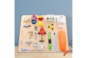 KKTECT Montessori Busy Board Juguetes Tablero de Aprendizaje Educativo 20 en 1 Preescolar Herramientas de educación temprana Habilidades básicas para la Vida y Actividad motora Fina para niños