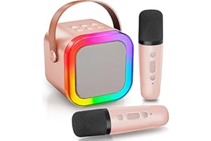 CUTEEEE Karaoke Machine for Kids, Mini Bluetooth Speaker with 2 Wireless Microphones, Portable Karaoke Speaker Kit with LED Lights, Birthday Party Toys for Boys and Girls 4 5 6 7 8+ Years Old