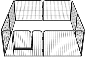 Abician Cage pour Chien Parc pour Chien 8 Panneaux 80 x 60 cm Enclos Chiens Clôture Pliant pour Chiots Petit Animaux Extérieur Interieur