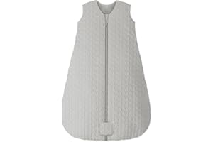 Unnivoll Baby Sleeping Bag 2.5 Tog 0-6 Months 100% Cotton Winter Sleeping Bag Baby 2-Way Zipper Quilted Sleep Sack for Newbron Infant Warm Soft Grey