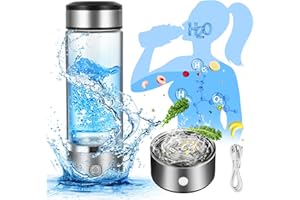 NUISION Hydrogen Water Bottle, Hydrogen Water Bottle Generator, 420ML Capacity, Portable Hydrogenated Water Bottle, Rechargeable Glass Hydrogen Water Ionizer, Hydrogen Water Maker Machine for Drinking