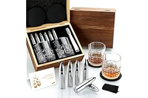 Exreizst Coffret Whisky –Verre a Whisky - Coffret Cadeau Homme – Cadeau fête des pères -2 Verres à Whisky, Cadeau Noel Cadeau pour Papa Mari Homme
