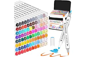 NICETY Feutre a Alcool De La Marqueur - 96 Feutre Alcool Parfaits pour Les Coloriages Enfants et Adultes, Feutre Dessin Professionnel les Manga et Pinceaux, Avec Une Feutre Double Pointe