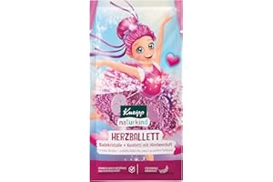 Kneipp naturkind Cristaux de bain + confettis en forme de cœur – Additif de bain avec parfum framboise – Pour la peau sensible des enfants – 40 g