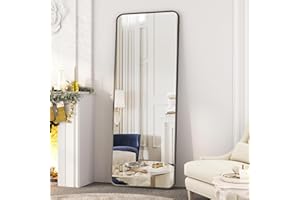 ‎BOROMAL Boromal Ganzkörperspiegel 140x40cm mit Schwarz Metallrahmen Standspiegel mit Haken Schlafzimmerspiegel Ankleidespiegel Hängespiegel Wandspiegel Rechteckig