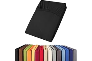 aqua-textil Viana Spannbettlaken 180x200-200x200 cm schwarz Baumwolle Spannbetttuch Jersey Laken