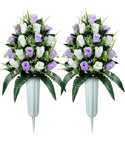 SIFOEL Künstliche Friedhof Blumen Künstliche Grab Memorial Blumen Blumensträuße mit SIFOEL Künstliche Friedhof Blumen Künstliche Grab Memorial Blumen Blumensträuße mit