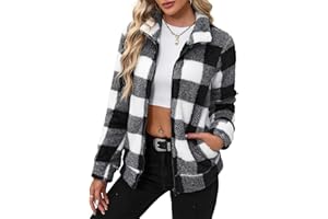 BesserBay Damen Winter Stehkragen Teddyfleece Jacke Warm mit Full Zip Taschen Sweatjacke S-XXL