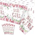 4 Pack Baby Shower Tablecloth Party Decorations for Girl Gender Reveal Party Supplies 86×51 Inch Rectangular Sweet Pink Baby Girl Table Cloth for Kids Baby Girls Shower Birthday Party Decorations