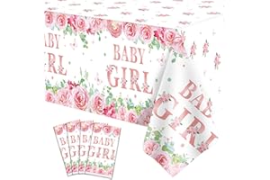 INSPIREYEE 4 Pack Baby Shower Tablecloth Party Decorations for Girl Gender Reveal Party Supplies 86×51 Inch Rectangular Sweet Pink Baby Girl Table Cloth for Kids Baby Girls Shower Birthday Party Decorations