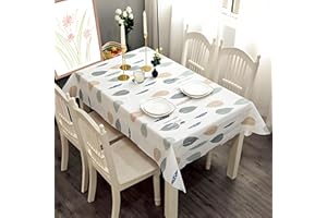 YAYAFUNFUN Plastic Tablecloth 137*180cm Waterproof Leaves PVC Table Cloth Wipeable Rectangular, Summer Cover Wipe Clean Oil Cloth Outdoor Indoor Tablecloth for Party, Picnic