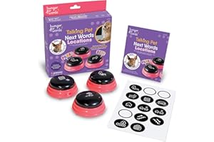 Learning Resources Hunger for Words Prochains Mots pour Chien Parlant: Lieux - kit de 3 Boutons avec Message enregistrable pour Chiens, Boutons de Communication pour Les Chiens