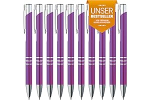 ‎GIMEI GIMEI® Metall Kugelschreiber 10 Stück | Premium Kugelschreiber Set Hochwertig, Kulli für einfaches & weiches Schreiben | Blauschreibender Kugelschreiber Lila als optischer Hingucker